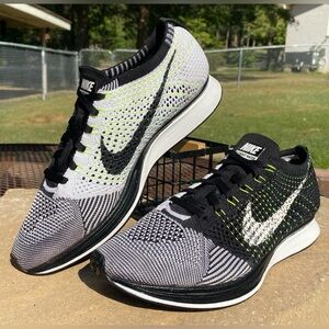 🔲✳️US 9- NIKE FK Racer 2015 Black White "VOLT" Men's Running Shoes
526628 011